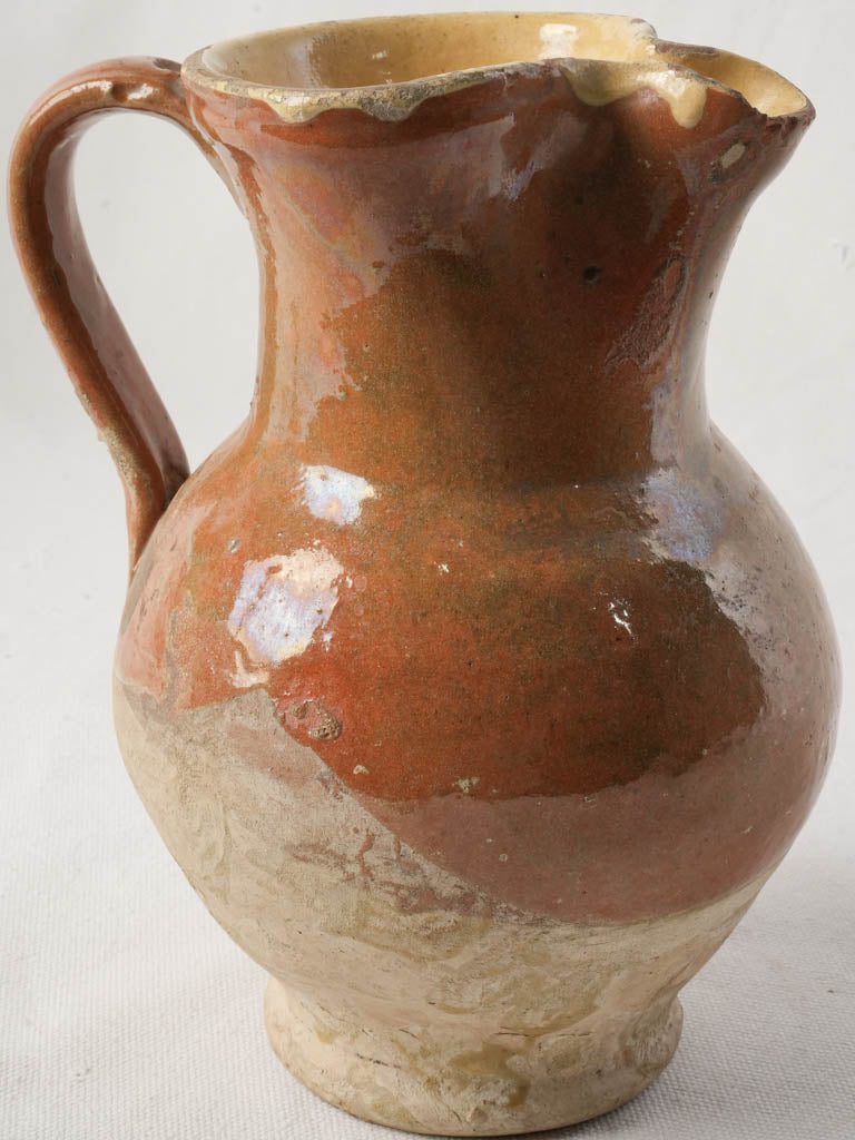 Petite Provençal Terracotta Pitcher w/ Glossy Automn-Leaf Glaze - 8¾"