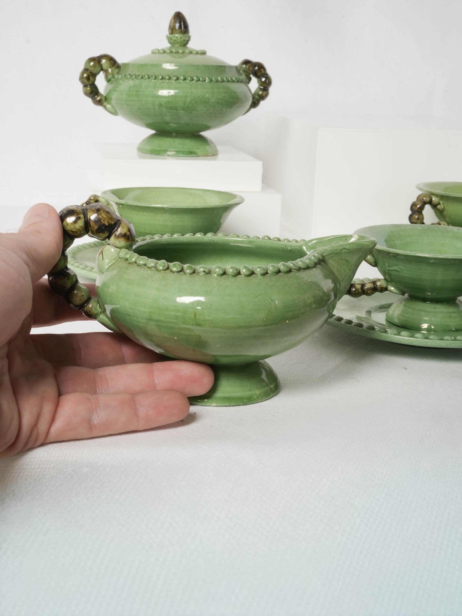 Mid-Century Vallauris Coffee Service for Six, Green