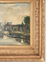 Antique painting of the old bridge of Sèvres, greater Paris 21¼ x 26½"