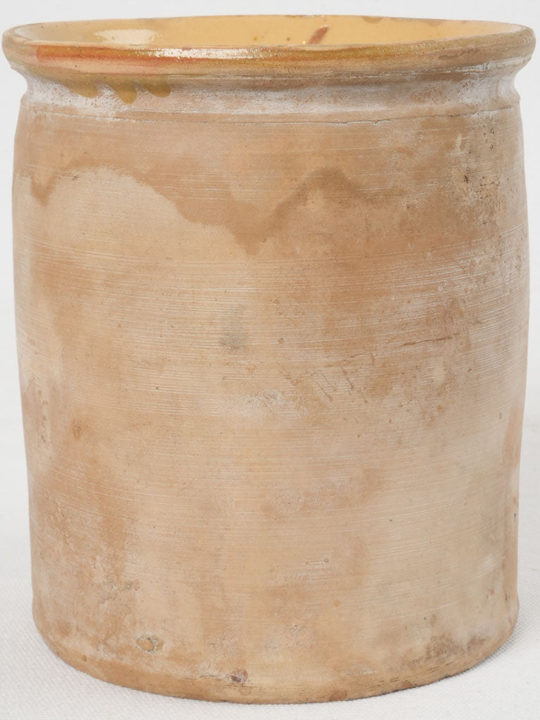 Preserving Pot With Inset Antique French preserving pot - unglazed exterior w/ yellow interior 7