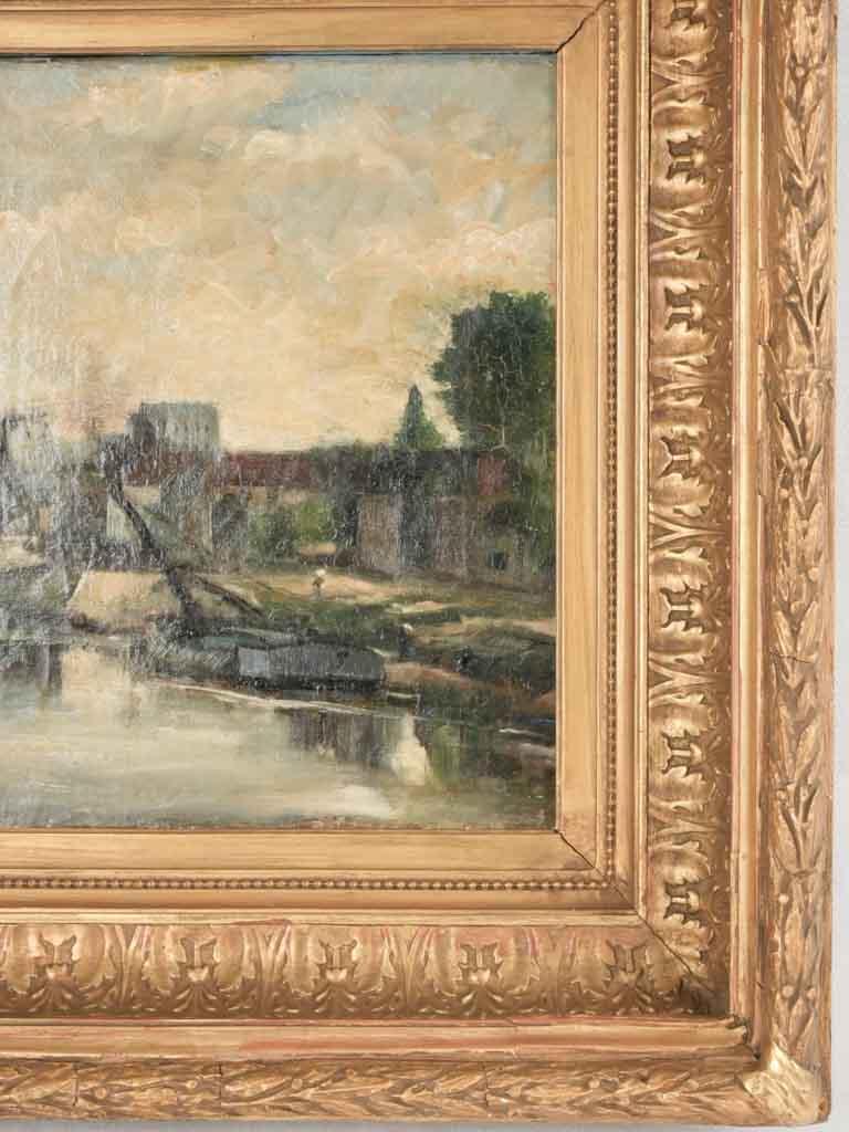 Antique painting of the old bridge of Sèvres, greater Paris 21¼ x 26½"