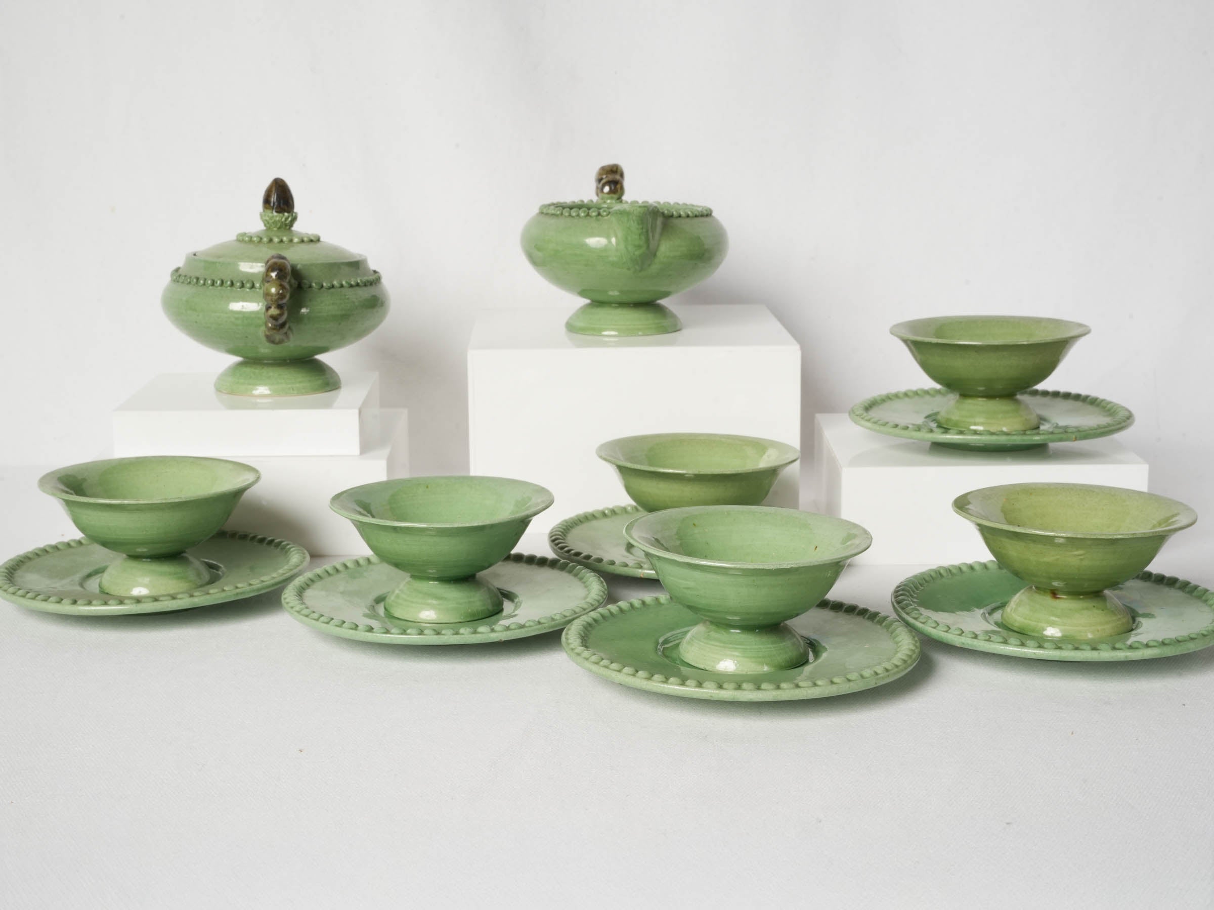 Mid-Century Vallauris Coffee Service for Six, Green