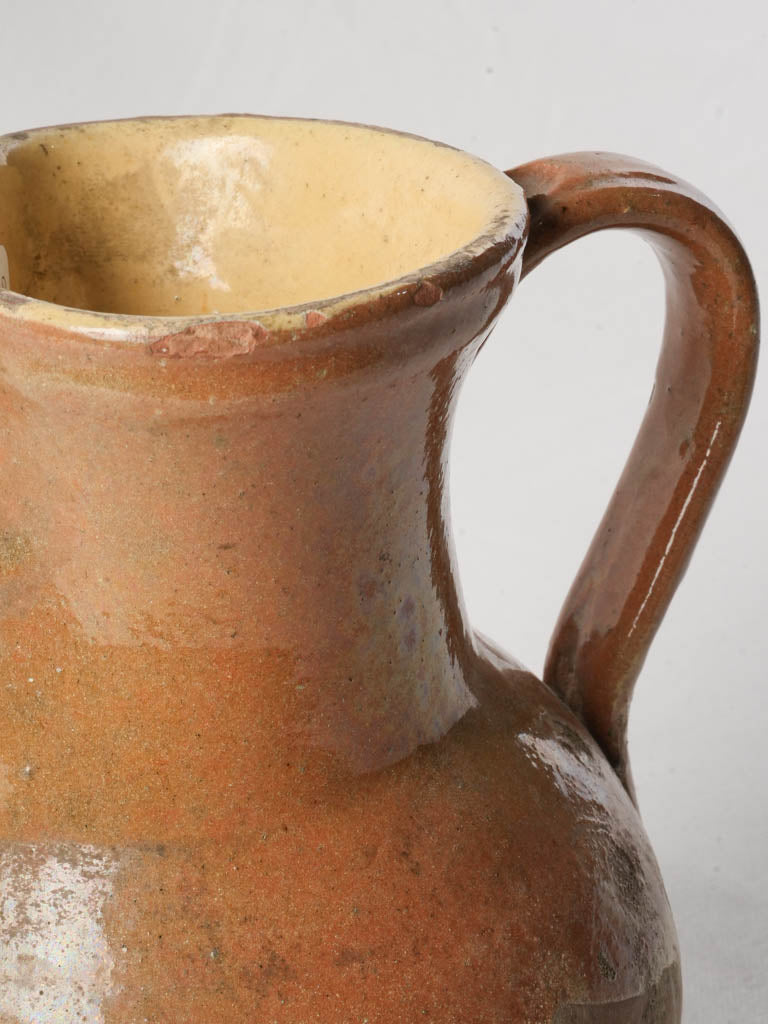 Petite Provençal Terracotta Pitcher w/ Glossy Automn-Leaf Glaze - 8¾"