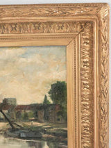 Antique painting of the old bridge of Sèvres, greater Paris 21¼ x 26½"