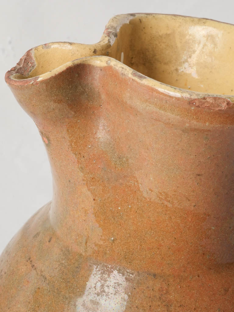 Petite Provençal Terracotta Pitcher w/ Glossy Automn-Leaf Glaze - 8¾"