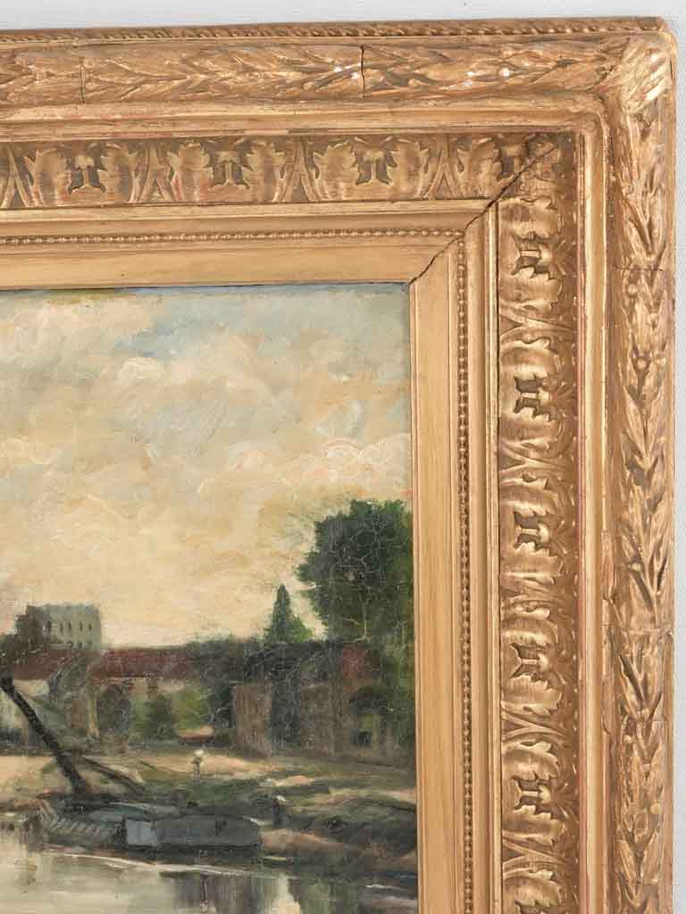 Antique painting of the old bridge of Sèvres, greater Paris 21¼ x 26½"