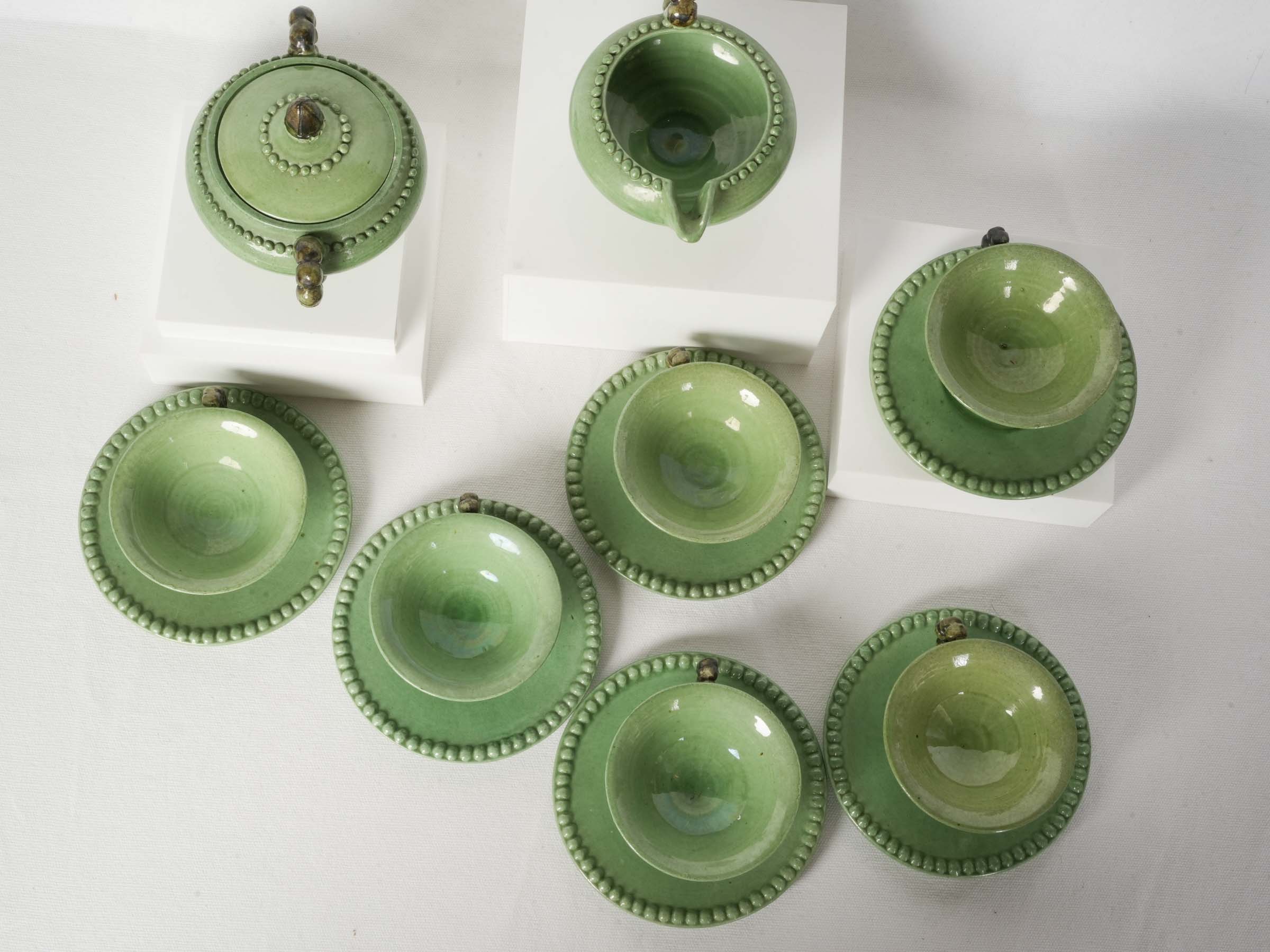 Mid-Century Vallauris Coffee Service for Six, Green