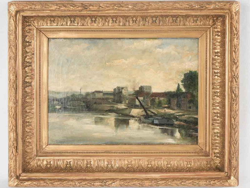 Antique painting of the old bridge of Sèvres, greater Paris 21¼ x 26½"