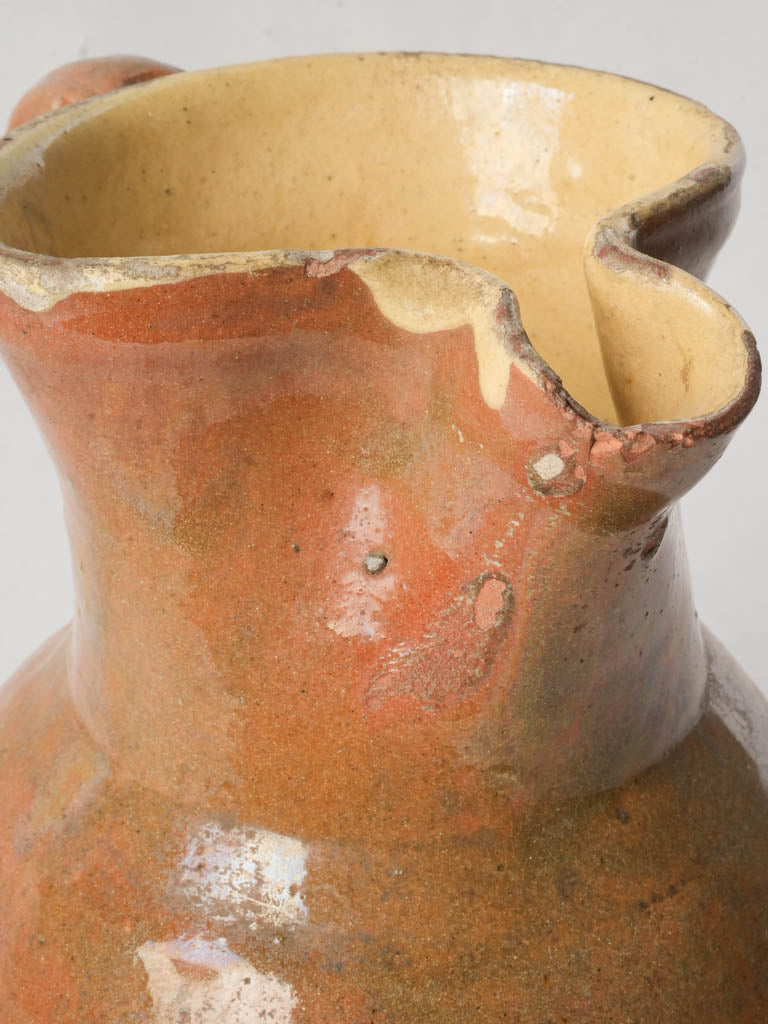 Petite Provençal Terracotta Pitcher w/ Glossy Automn-Leaf Glaze - 8¾"
