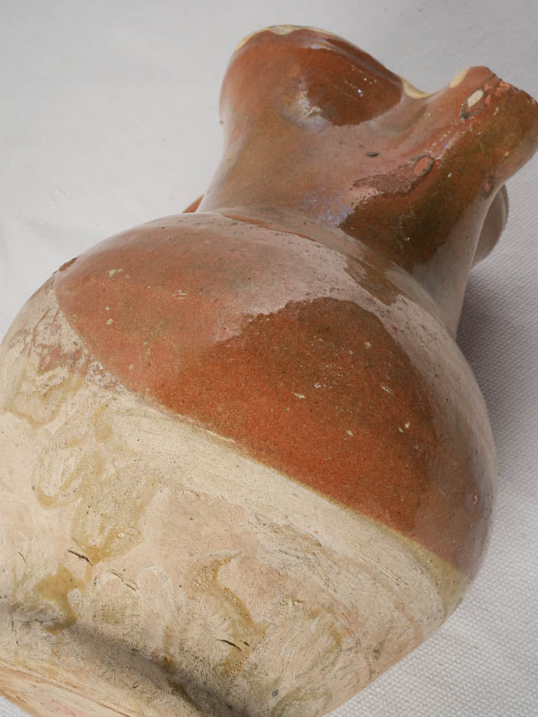 Petite Provençal Terracotta Pitcher w/ Glossy Automn-Leaf Glaze - 8¾"