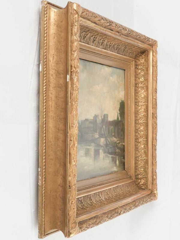 Antique painting of the old bridge of Sèvres, greater Paris 21¼ x 26½"