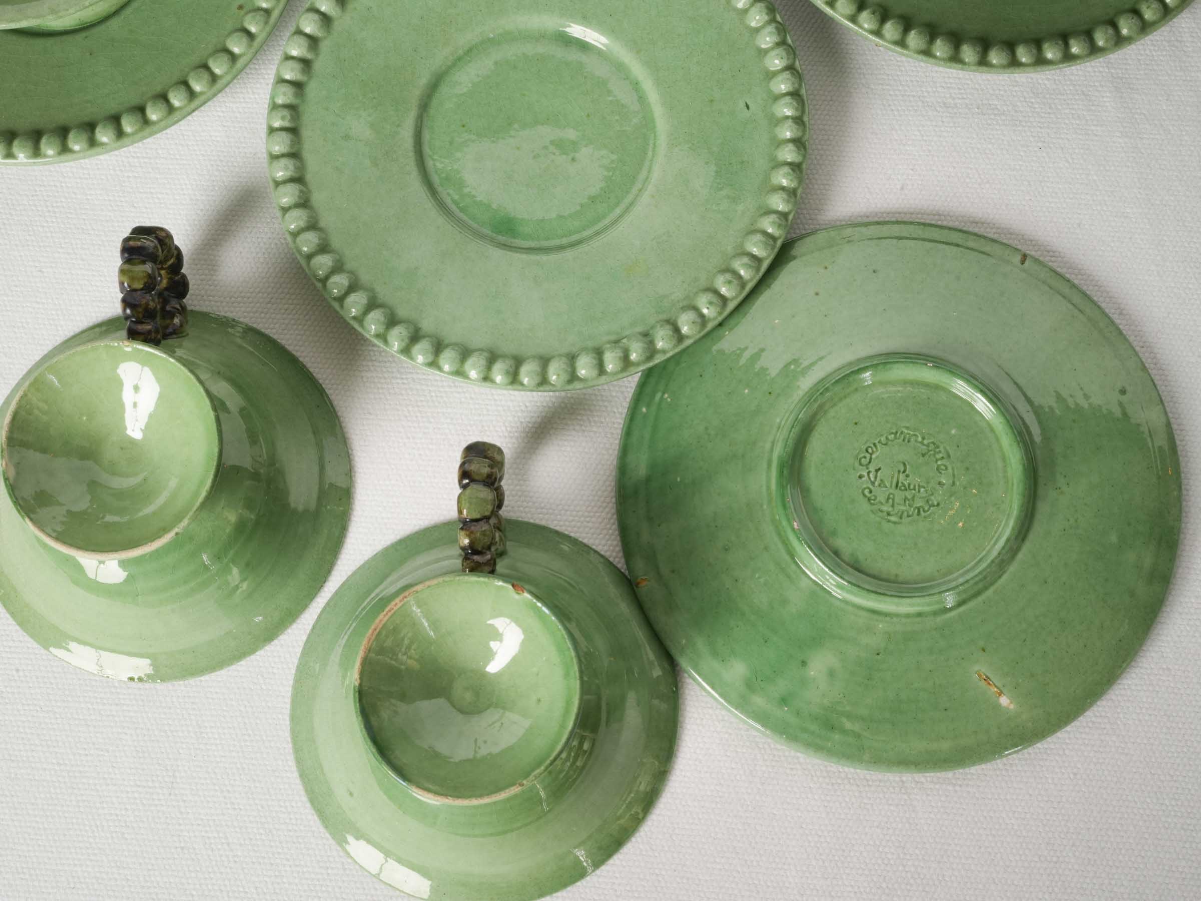 Mid-Century Vallauris Coffee Service for Six, Green