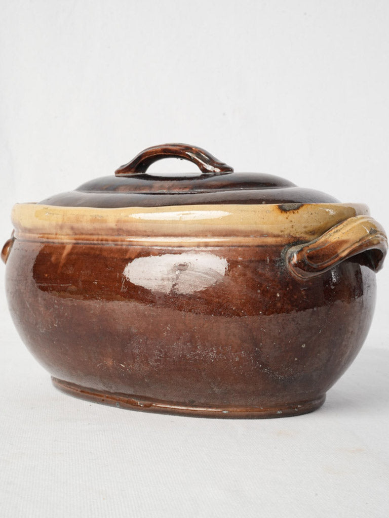 Rustic glazed earthenware serving dish