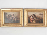 Two paintings of couples drinking - Cornille 1940s - 15¾" x 19¾"