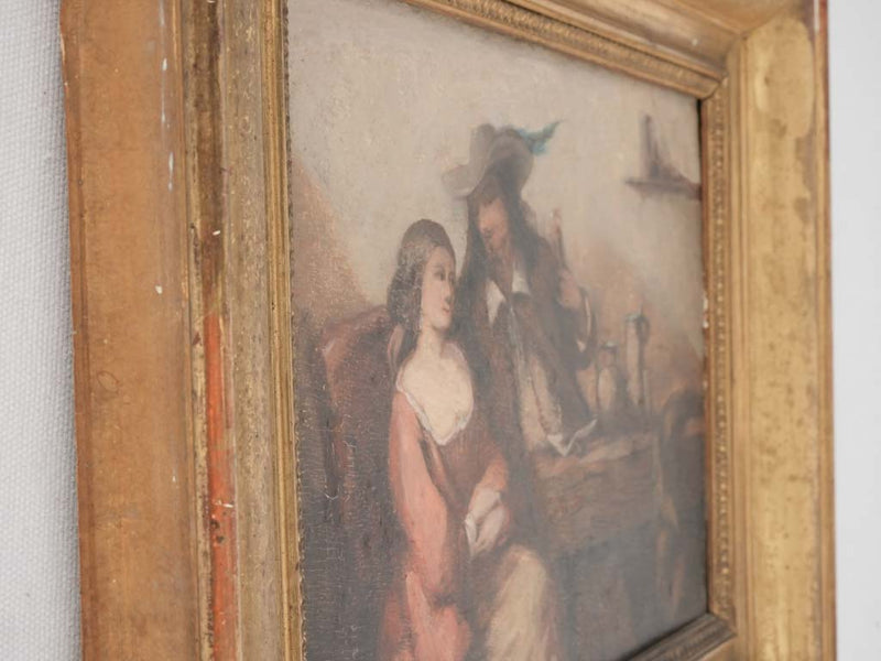 Two paintings of couples drinking - Cornille 1940s - 15¾" x 19¾"