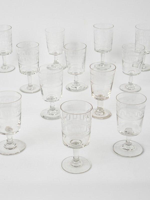 Ornate vintage French crystal wine glasses.