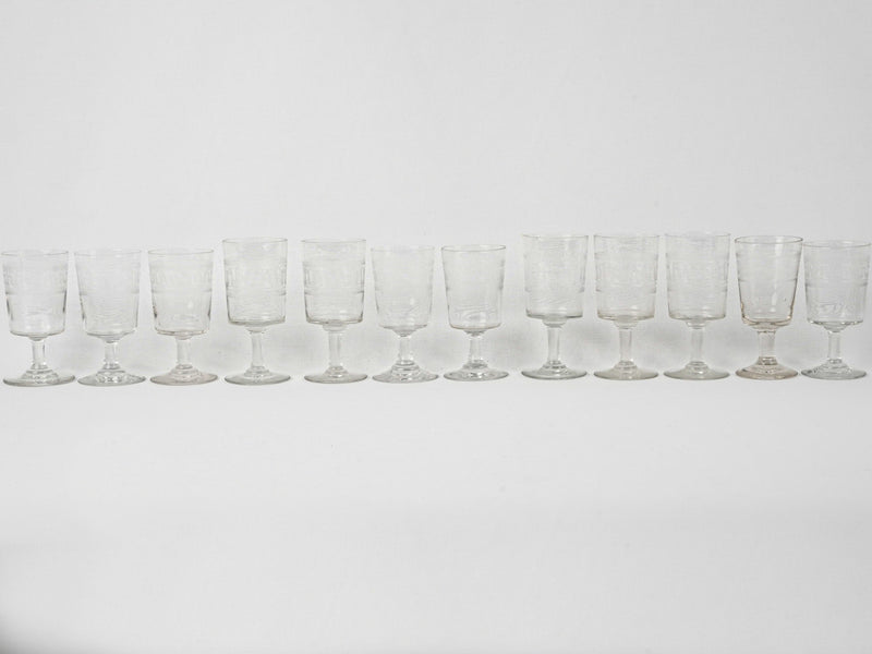 Delicate engraved crystal wine glasses.