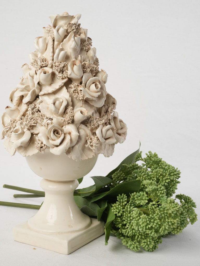 Antique Italian ceramic floral sculpture