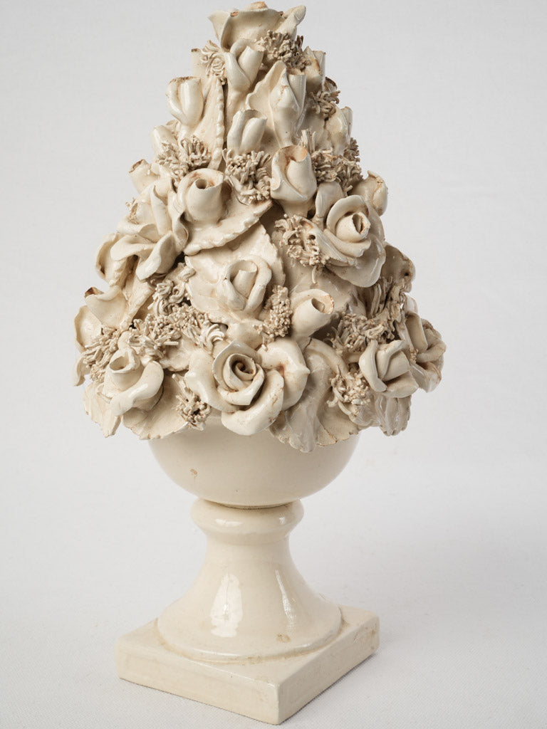 Creamy glaze Italian floral sculpture