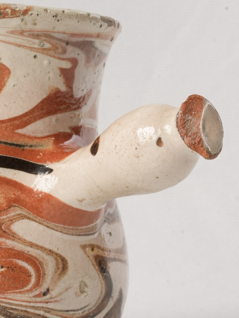 Antique French Marbled Jaspe Milk Pot w/ Side Handle - 4¼"