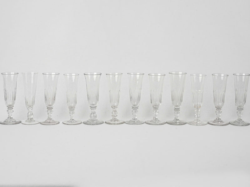 Refined, Handcrafted French antique champagne glass set