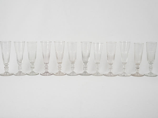 Antique French champagne glass set