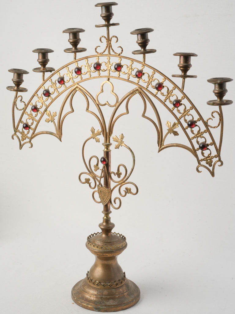 Vintage devotional metalwork candelabrum