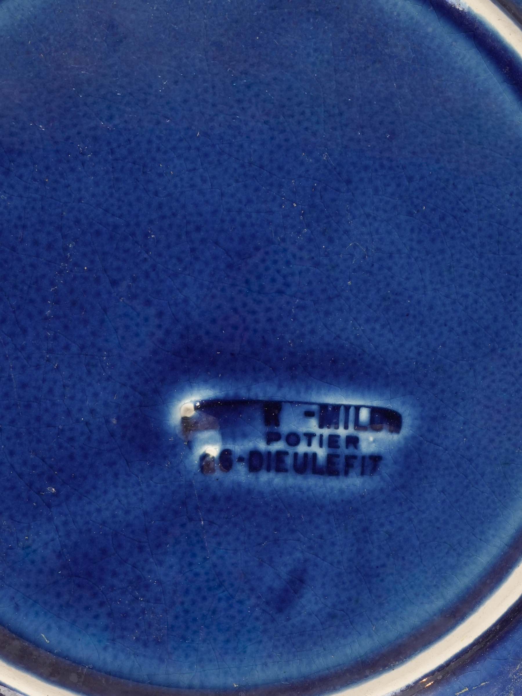Set of Twelve Vibrant Cobalt-Blue Octagonal Plates - Dieulefit, 1950s - 9"