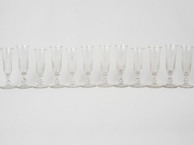 Intricate French crystal champagne flutes