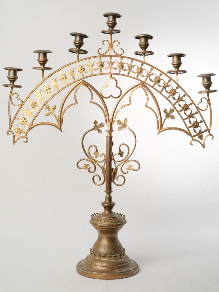Gilded brass Gothic candelabrum