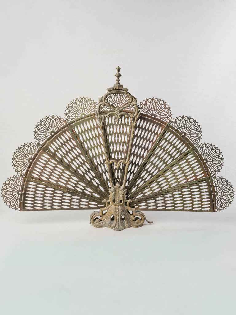Elegant antique brass fireplace screen