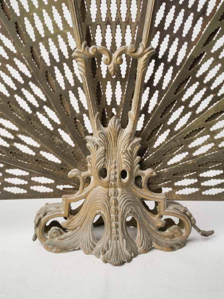 Vintage bronze folding hearth screen