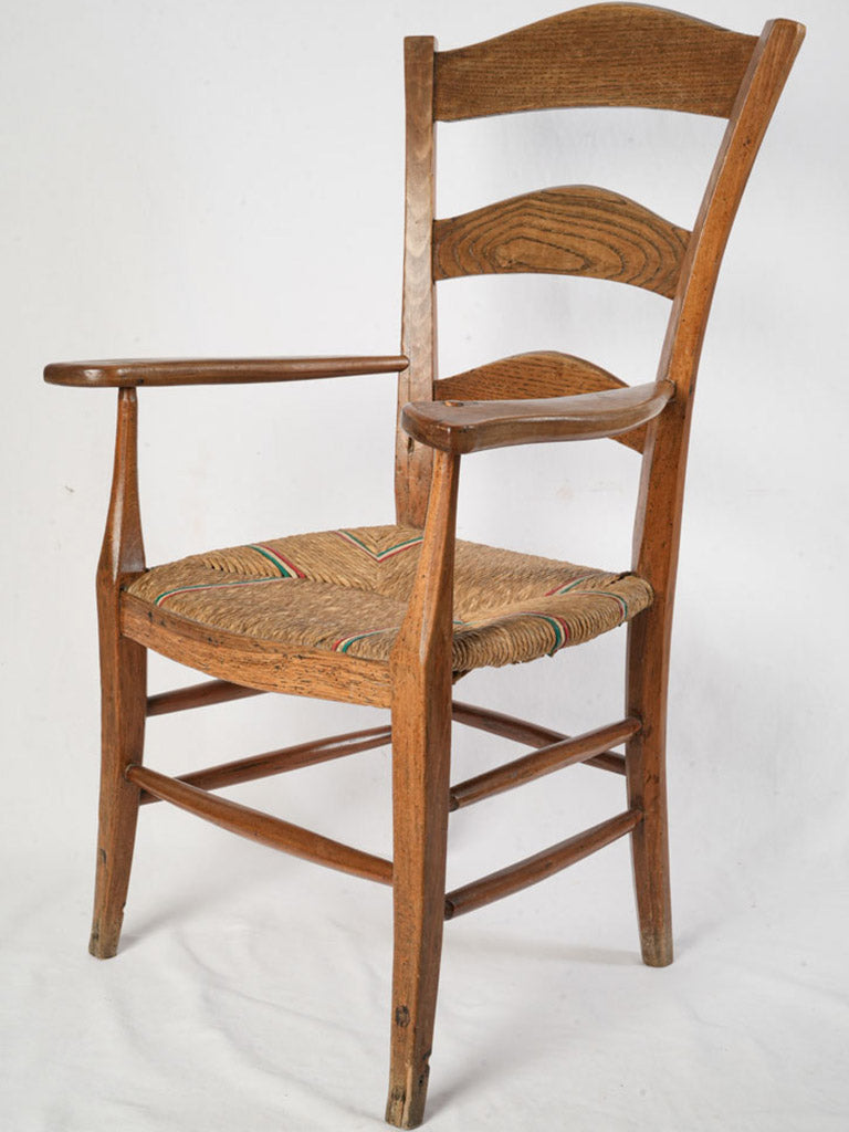 French Ladder-Back Armchair w/ Colored Straw Seat - 39½"