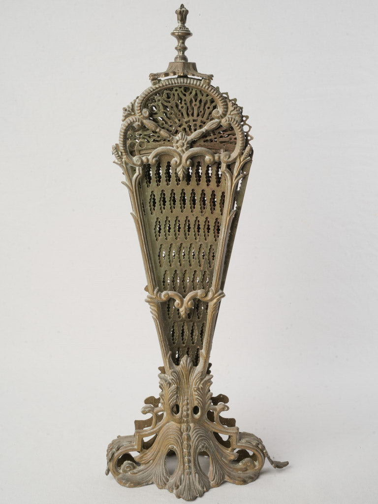 Patina-aged antique fireplace screen