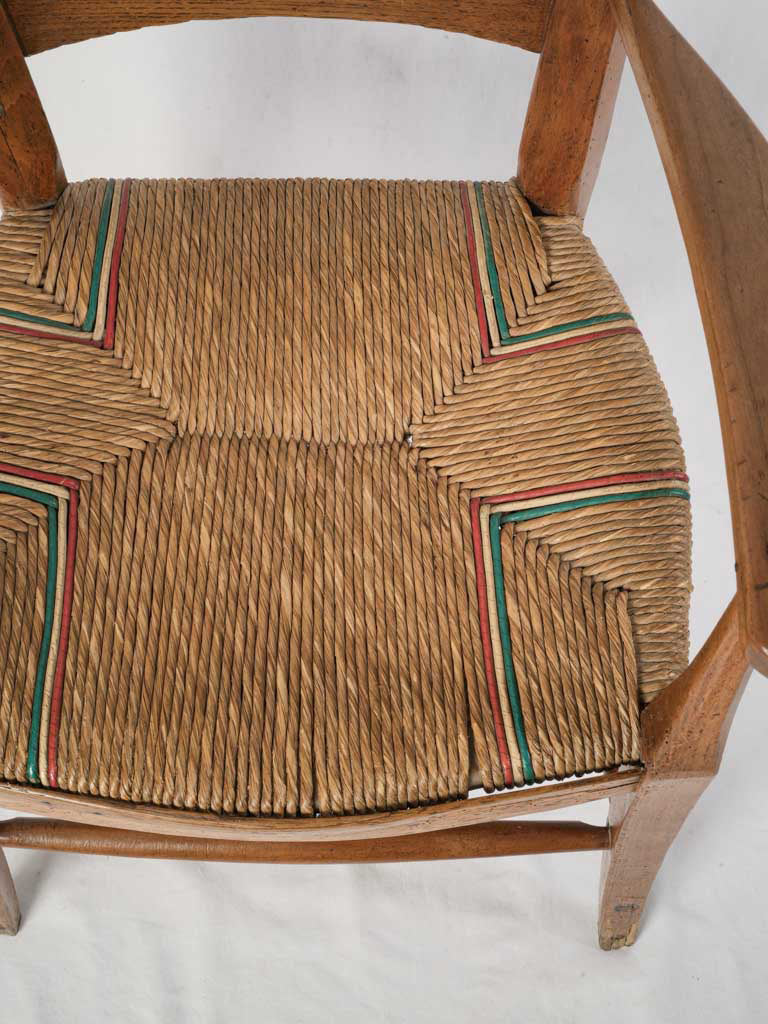 Traditional rush technique woven chair  