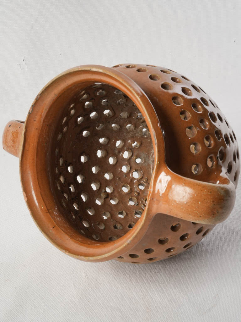 Unusual French Glazed Terracotta Pot w/ Pierced Body - 7½"