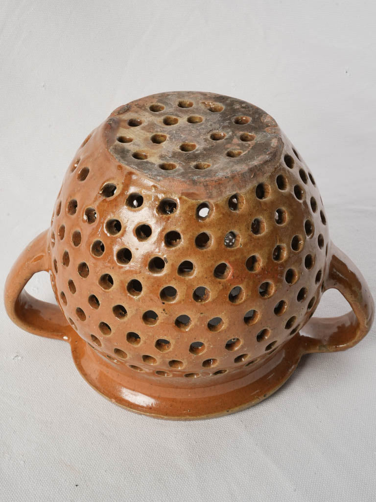 Unusual French Glazed Terracotta Pot w/ Pierced Body - 7½"