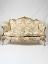Elegant carved floral upholstered settee
