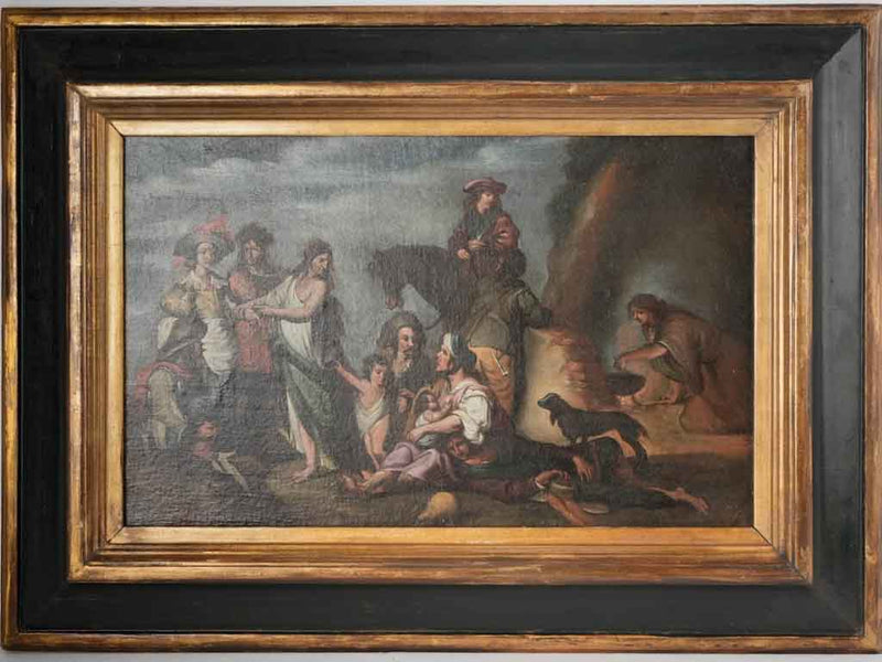 17th century painting - gypsies by the fire - Cornelis de Wael (1592-1667) - 22" x 30"
