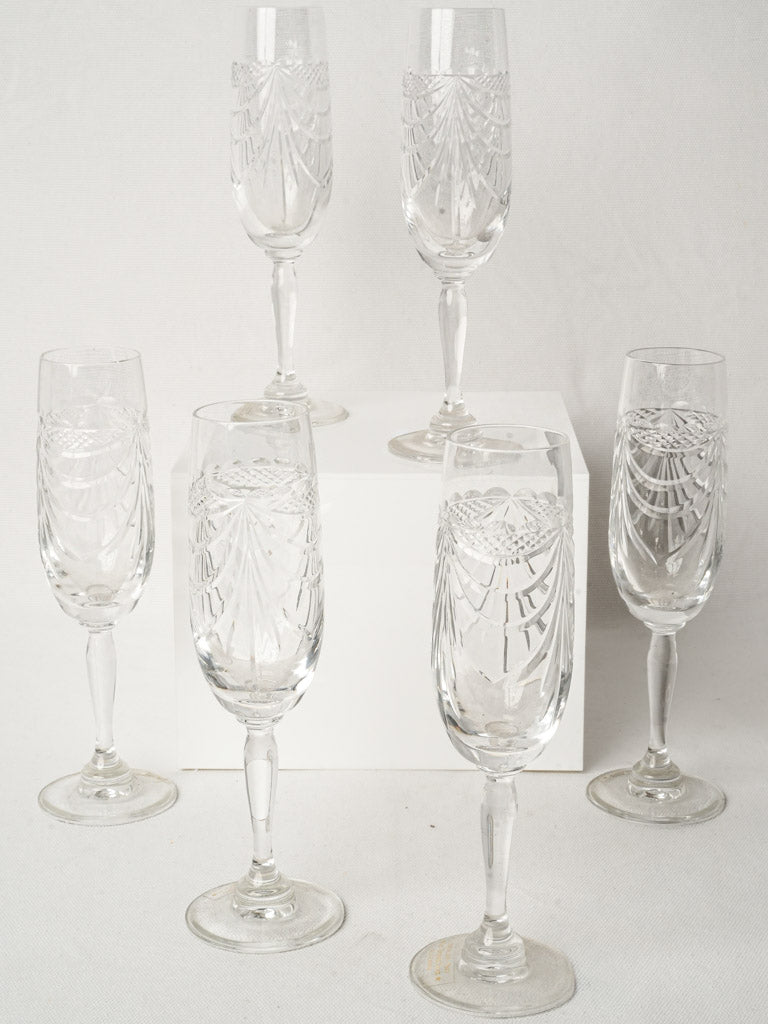 Antique crystal champagne flutes