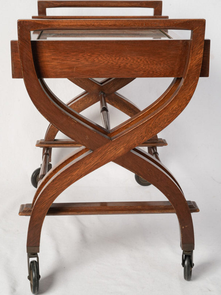 Compact teak retro drinks station