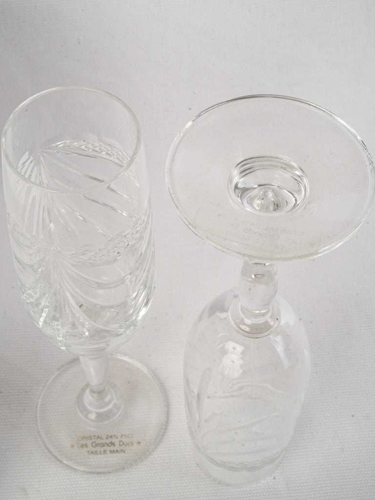 Historic crystal champagne flute set