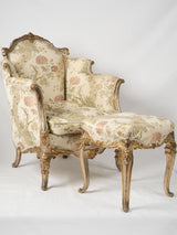 Aged gilt finish carved wood settee