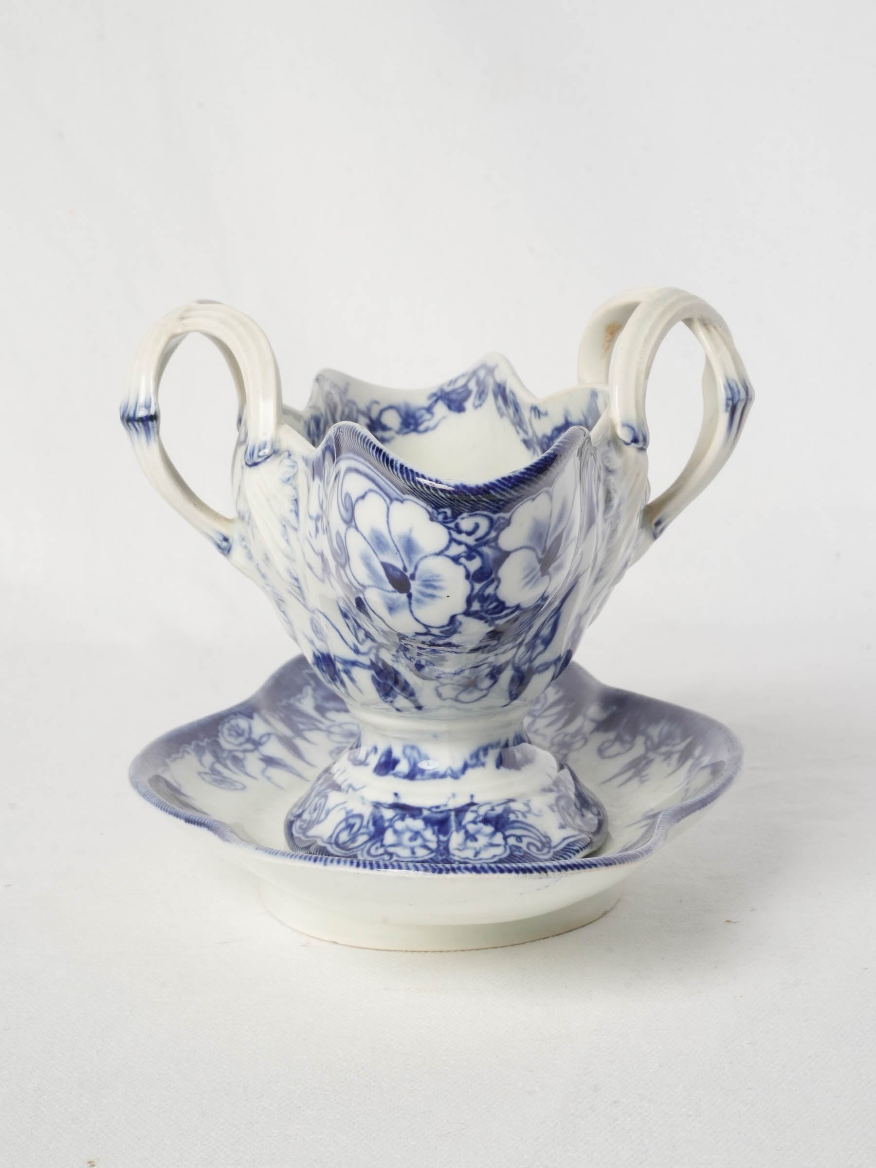 Creil et Montereau Flora Pattern Sauceboat, Circa 1880 - 10¾"