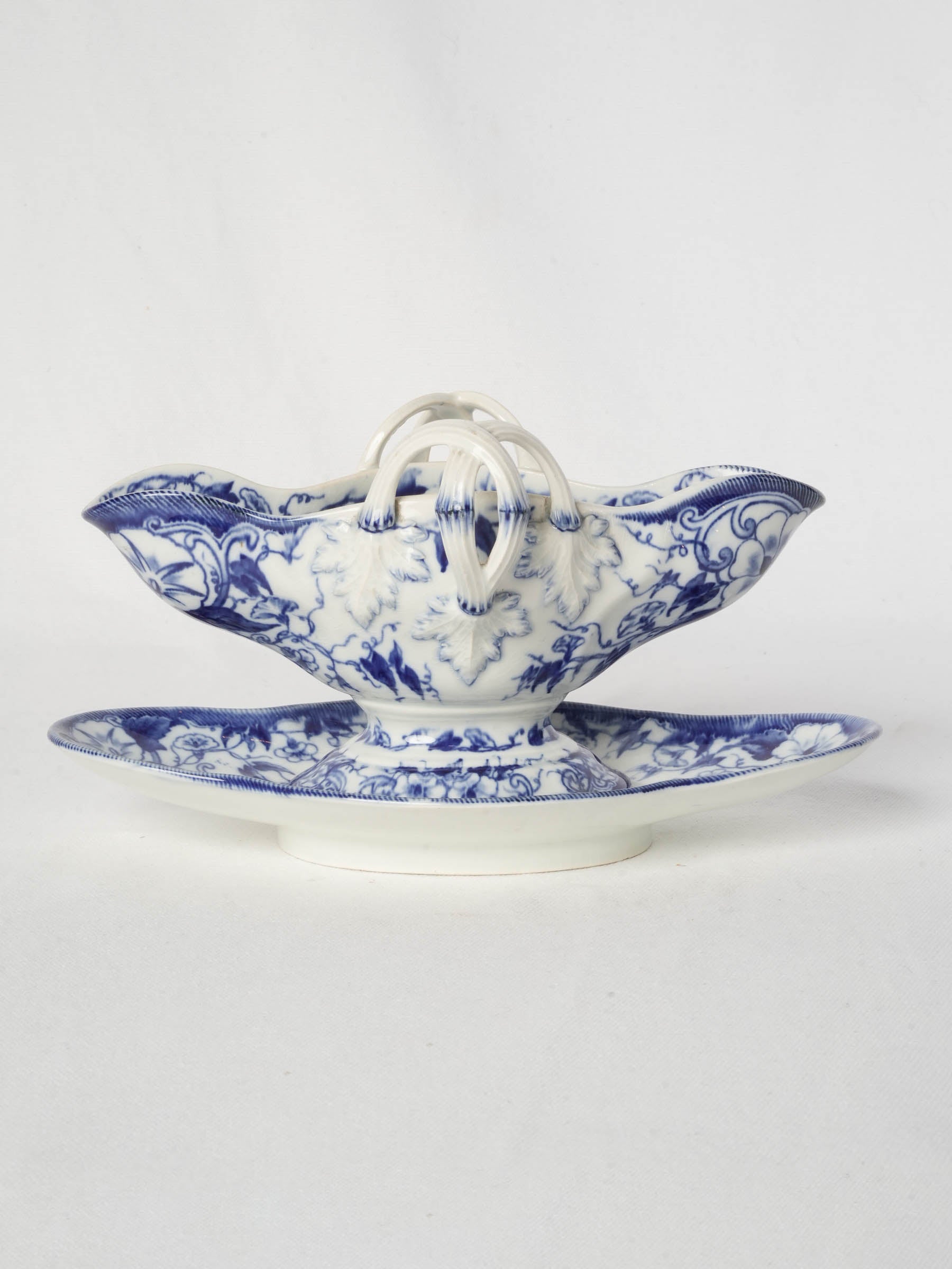 Creil et Montereau Flora Pattern Sauceboat, Circa 1880 - 10¾"
