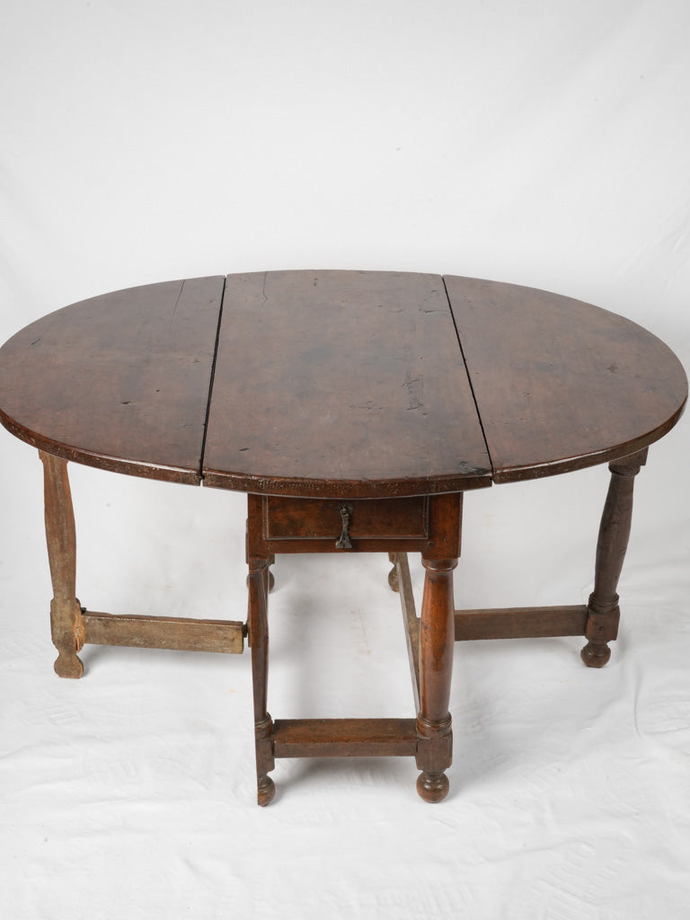 Rustic Burgundy-crafted gateleg table