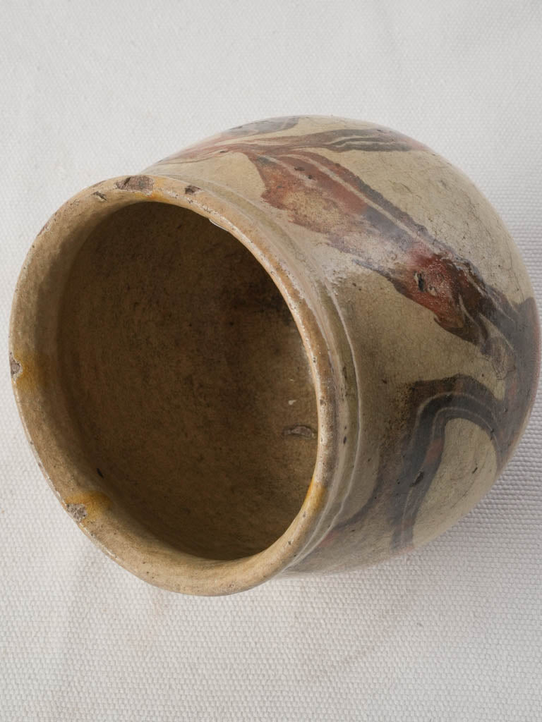  Antique French Jaspe Honey or Jam Pot Late 19th to Early 20th Century - 4¾"