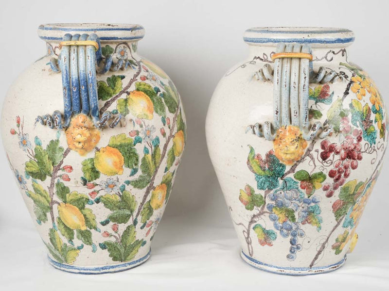 Large colorful 1960s hand-painted pots