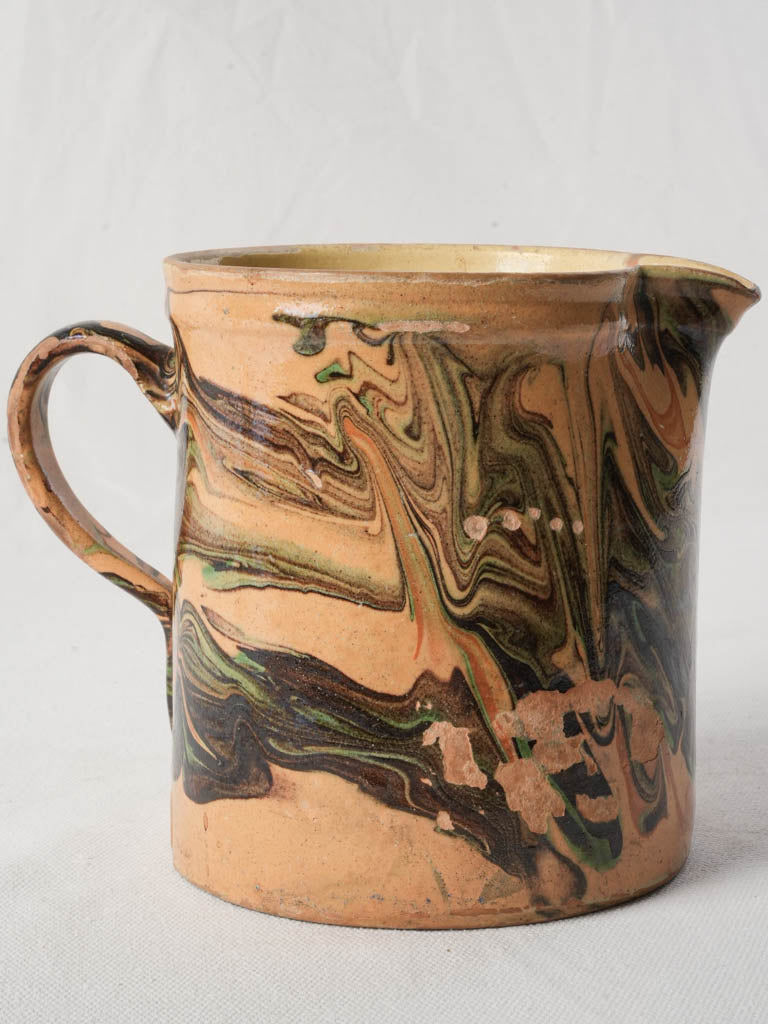 Late 19th Century Savoyard Marbled Jaspe Pitcher w/ Gemstone Tones - 6"