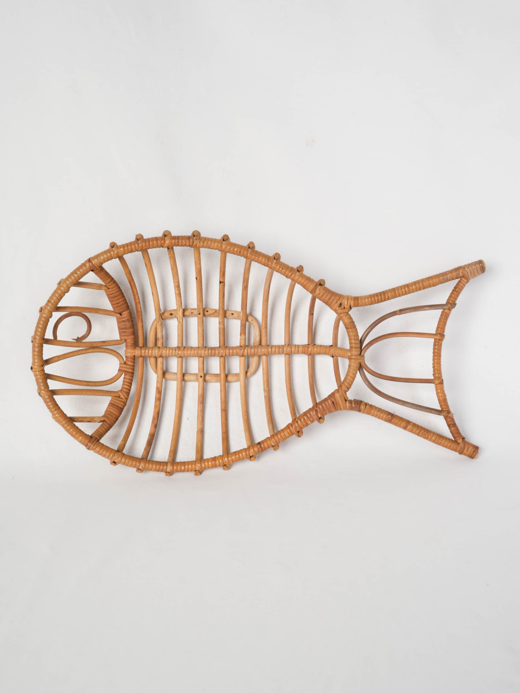 Playful French Mid-Century Fish-Shaped Rattan Basket, 1960s - 20½"